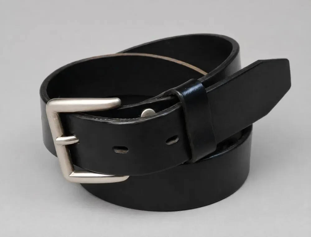 Black Genuine Leather Belt Size 40 Silver Tone Buckle Classic Men’s